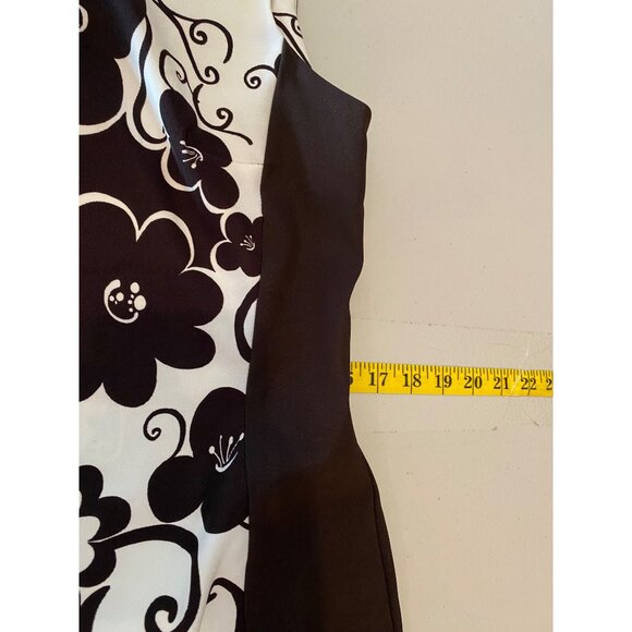 Connected Apparel Dress Floral Sleeveless Sheath Black White Color Block Sz 12 - Picture 7 of 9